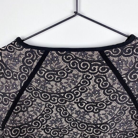Ann Taylor Black Lace & Cream Structured Long Sleeve Sweatshirt Top S - Picture 10 of 10